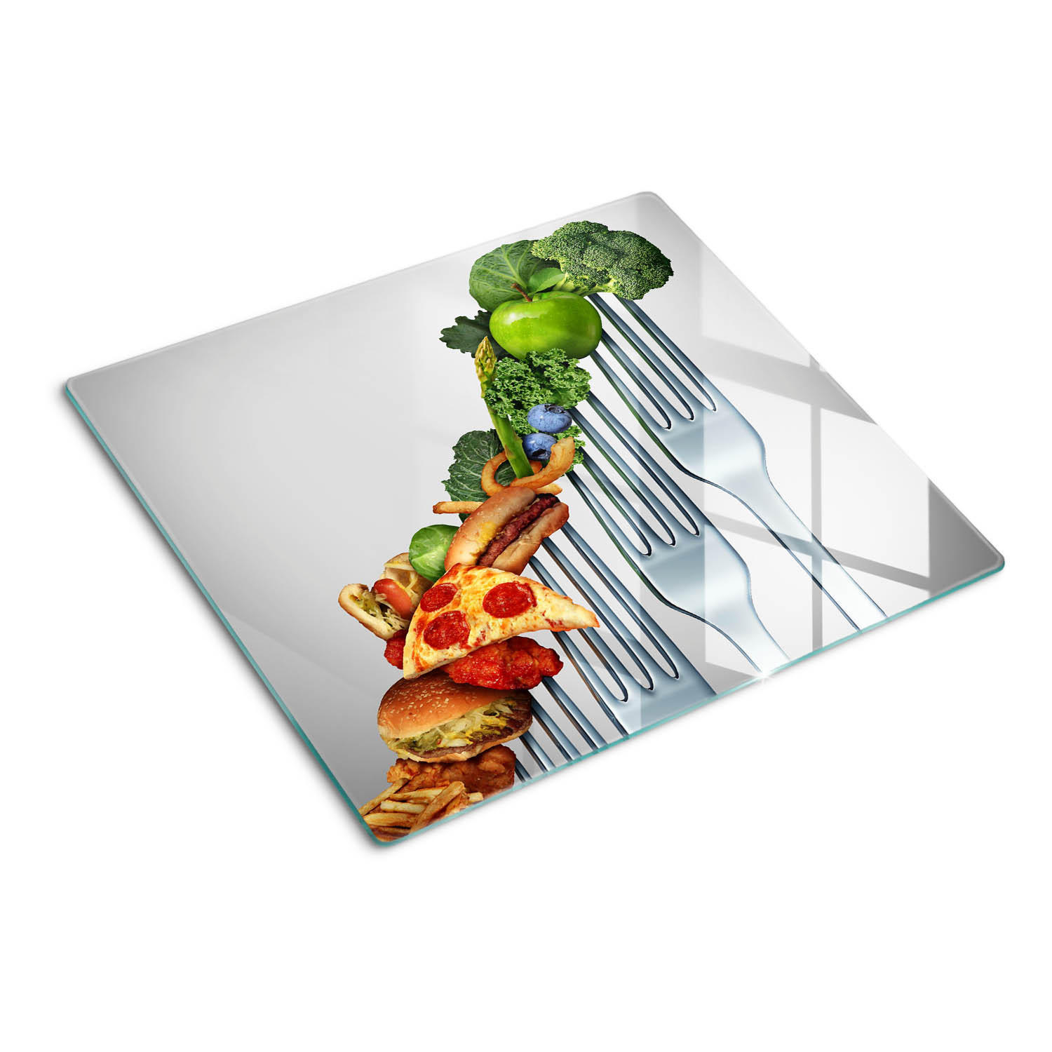 GLASPLATTE 60x52 cm Gesunde Ernährung - Multicolor, Glas (60/0.4/52cm) - TULUP