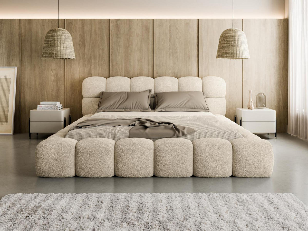 POLSTERBETT Bizu Lattenrost 200x200 BIZU Beige - Beige, Holzwerkstoff (200/200cm) - Compleo24