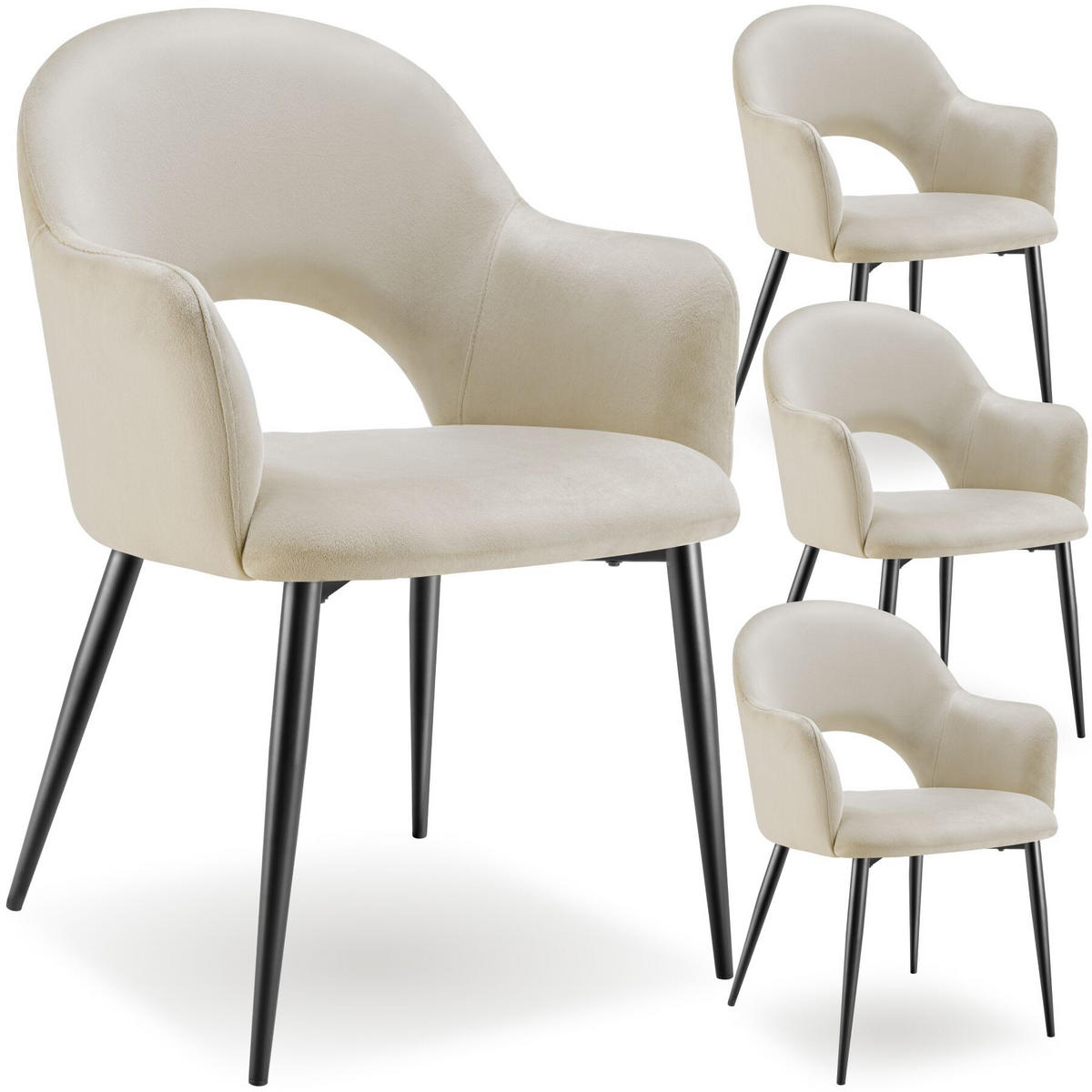 ARMLEHNSTUHL Sachel, 57 x 61,5 x 87,5 cm, creme - Creme, Kunststoff (57/87.5/61.5cm) - tectake