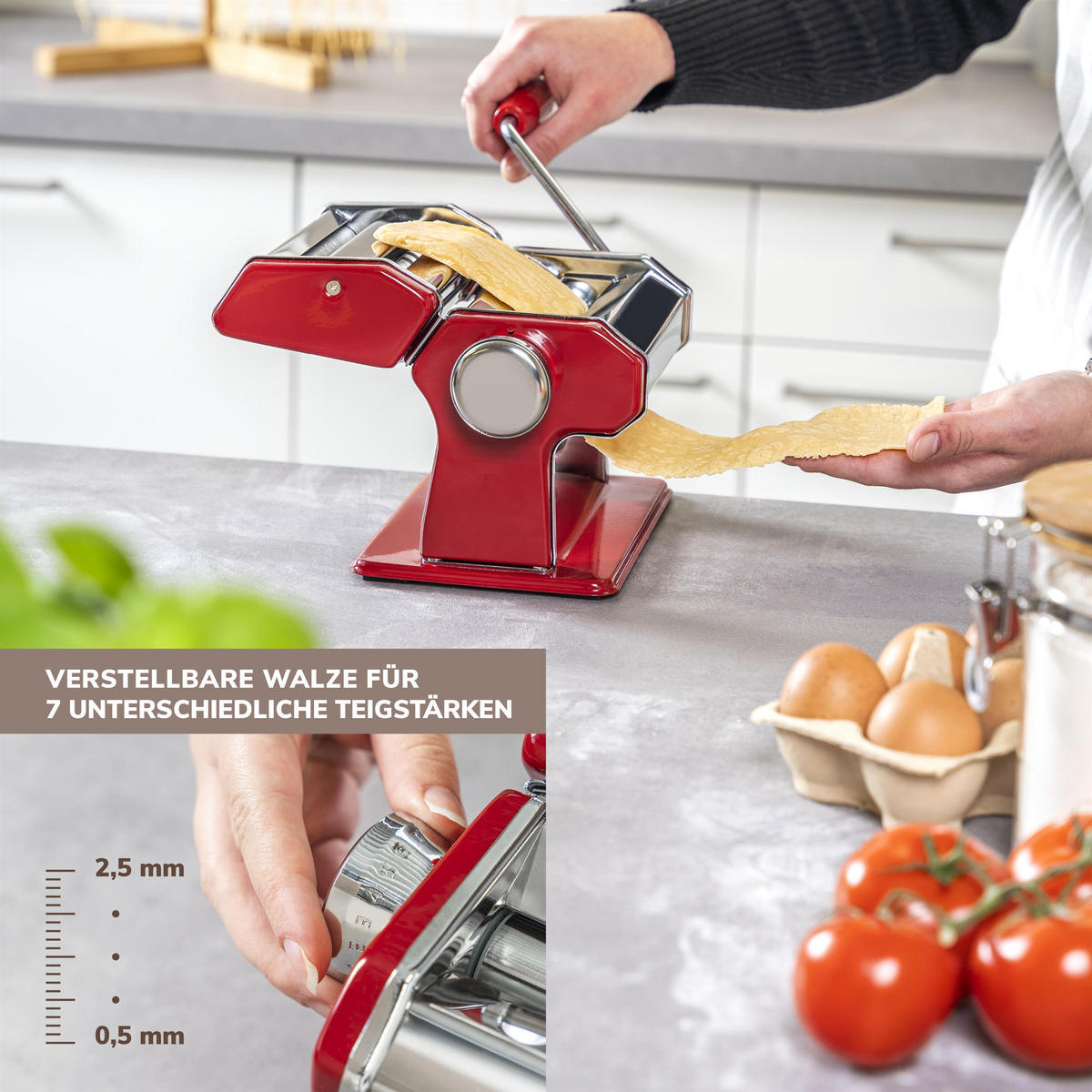 NUDELMASCHINE, rot, Edelstahl - Rot, Metall (20/15/21cm) - bremermann