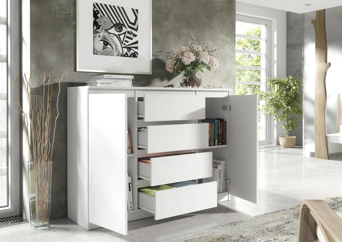 KOMMODE 140 Weiß 138,5x39x101,5 cm - Weiß, Holzwerkstoff (138.5/101.5/39cm) - Mobelsta