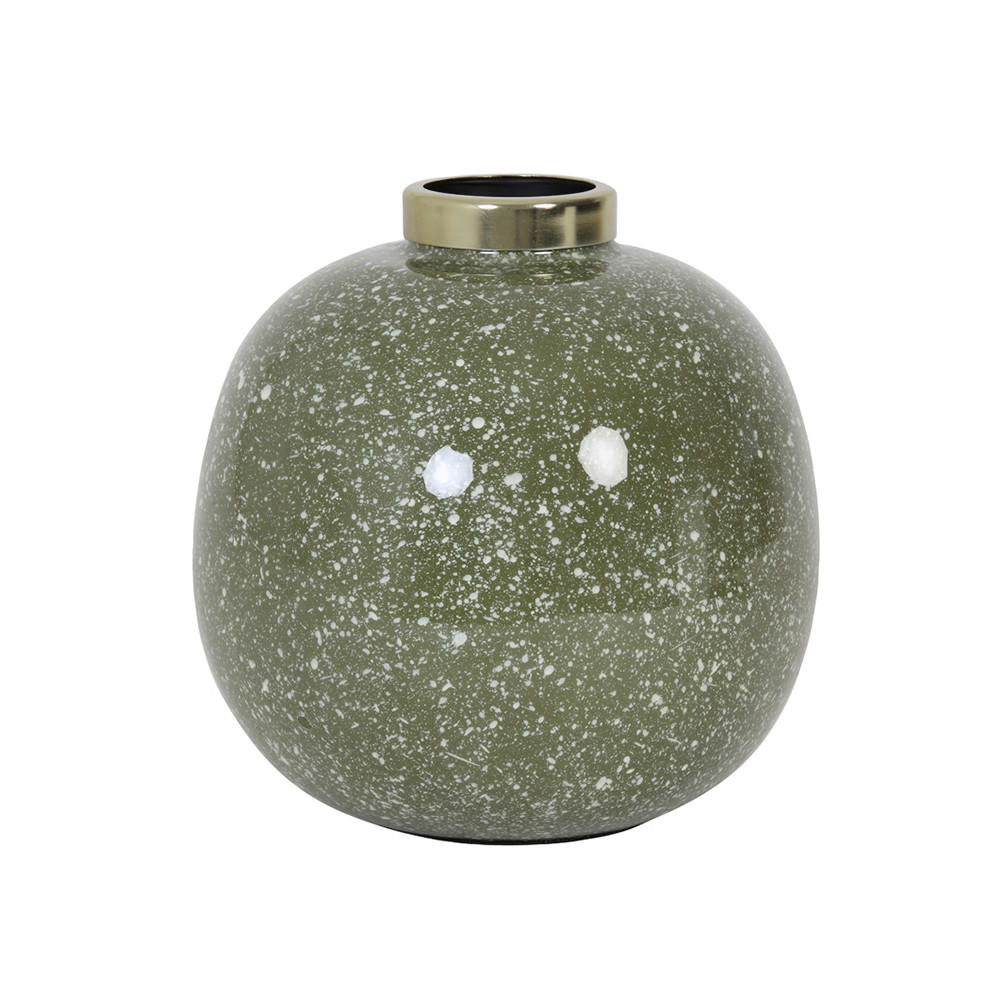 VASE CHOW Ø22x22 cm, Keramik, Grün-Weiß-Gold - Grün, Keramik (22cm) - Light & Living