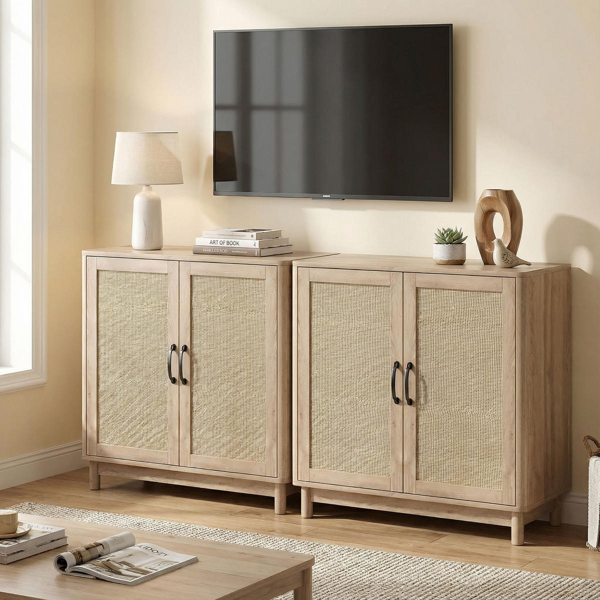 SIDEBOARD Eiche-Nachbildung, 2 Türen, 76/35/75,5 cm - Eichefarben, Holz (76/75.5/35cm) - PANGIVO