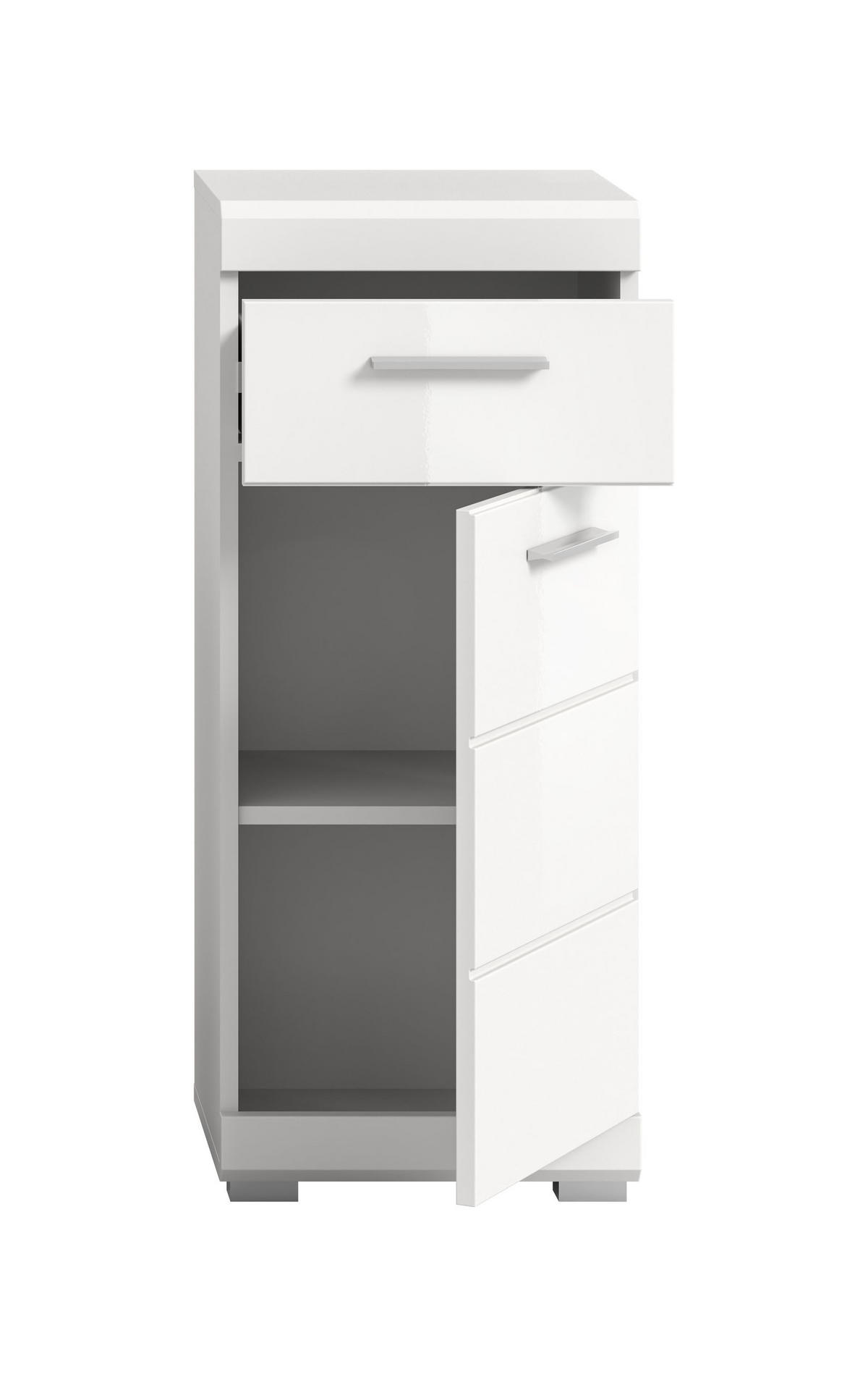 STANDSCHRANK Linus Bad in weiß Nachbildung und weiß hochglanz B/H/T: 30x79x30 cm - Weiß, Holz (30/79/30cm)