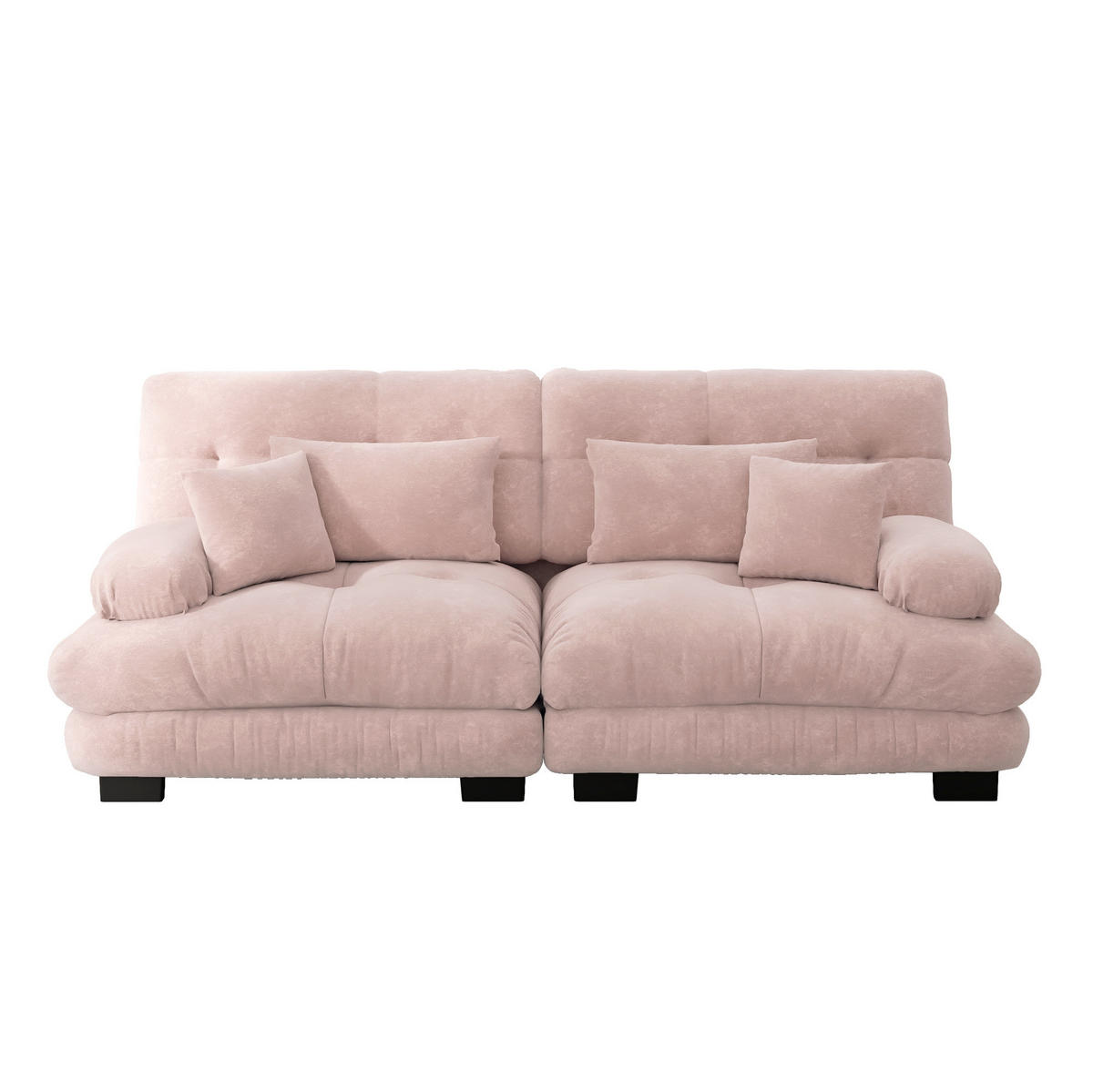 ECKSOFA modular mit Chenille-Bezug, Wolkenkomfort und Zierkissen, Pink - Pink, Textil (220/77cm) - Redom