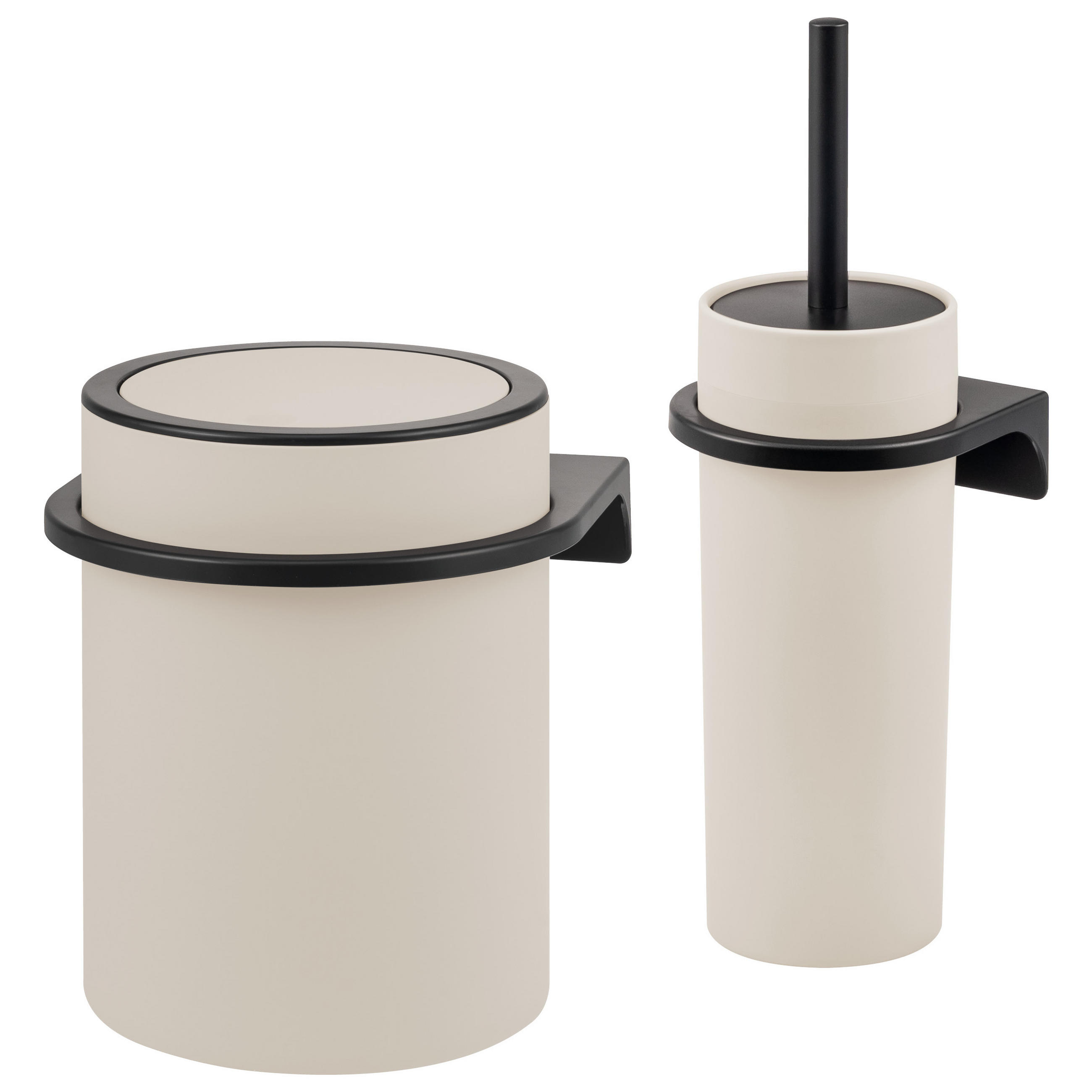 WC-GARNITUR 2-TLG. Bürste u. Eimer SAVONA Softtouch inkl. Wandhalterung, rund - beige - Beige, Kunststoff (19/24.5/19cm) - bremermann