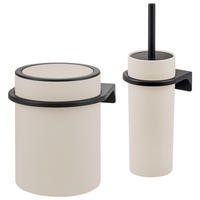 WC-GARNITUR 2-TLG. Bürste u. Eimer SAVONA Softtouch inkl. Wandhalterung, rund - beige - Beige, Kunststoff (19/24.5/19cm) - bremermann