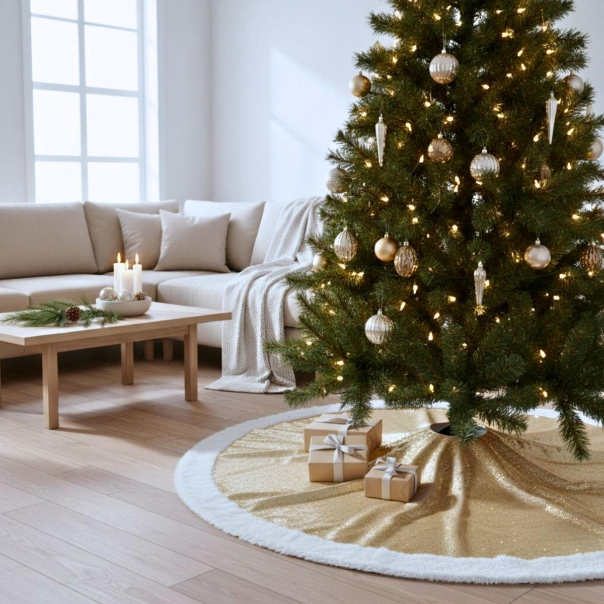 WEIHNACHTSBAUMHÜLLE Ø 90 cm - Weiß, Textil (90/90cm) - Home Styling Collection