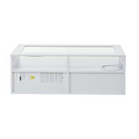 COUCHTISCH 100/50/35 cm Weiß aus Glas und Holzwerkstoff mit LED-Beleuchtung und 2 Schubladen - Weiß, Glas (100/50/35cm) - OKWISH