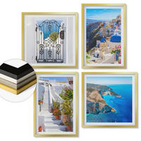WANDBILDER 4er Set - 50x50 cm & 40x60 cm Goldrahmen - Griechische Architektur auf Santorin, Oia - Goldfarben, Kunststoff (50/50cm) - ArtPrintCave
