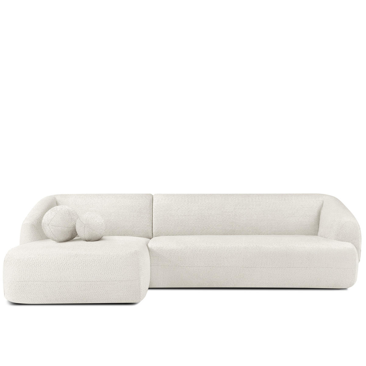 ECKSOFA LINKS VIRA, Weiß, Chenille - Schwarz/Weiß, Holz/Holzwerkstoff (300/160cm) - KONSIMO®