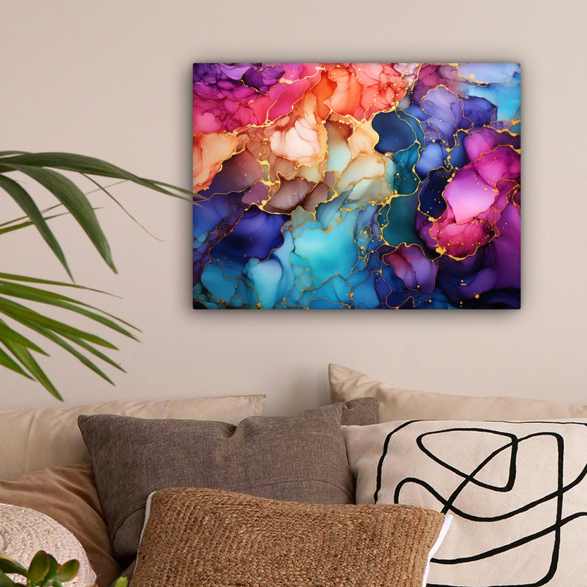 LEINWANDBILD Marmor - Bunt - Abstrakt Wandbild 40x30 cm - Multicolor, Textil (40/30cm) - MuchoWow