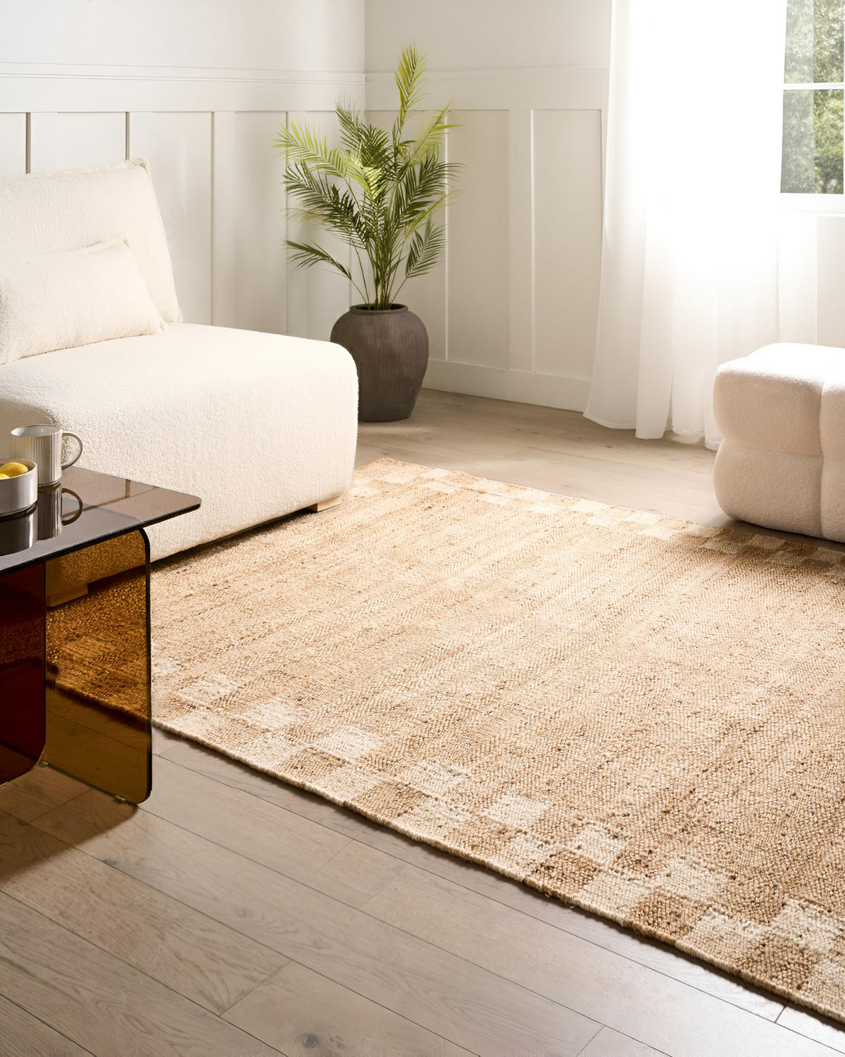 TEPPICH Hellbeige 160/230 cm Jute Beed - Beige, Textil (160/230cm) - Beliani