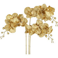 KUNSTBLUME Orchideenzweig 3er Set Gold - Goldfarben, Kunststoff (80cm)