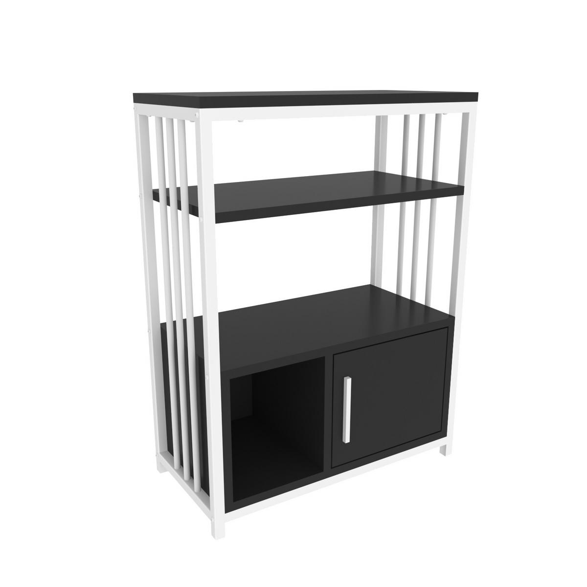 BÜCHERREGAL Letos Anthrazit Weiss - Schwarz/Weiß, Holzwerkstoff (29.6/80/60cm) - Decorotika