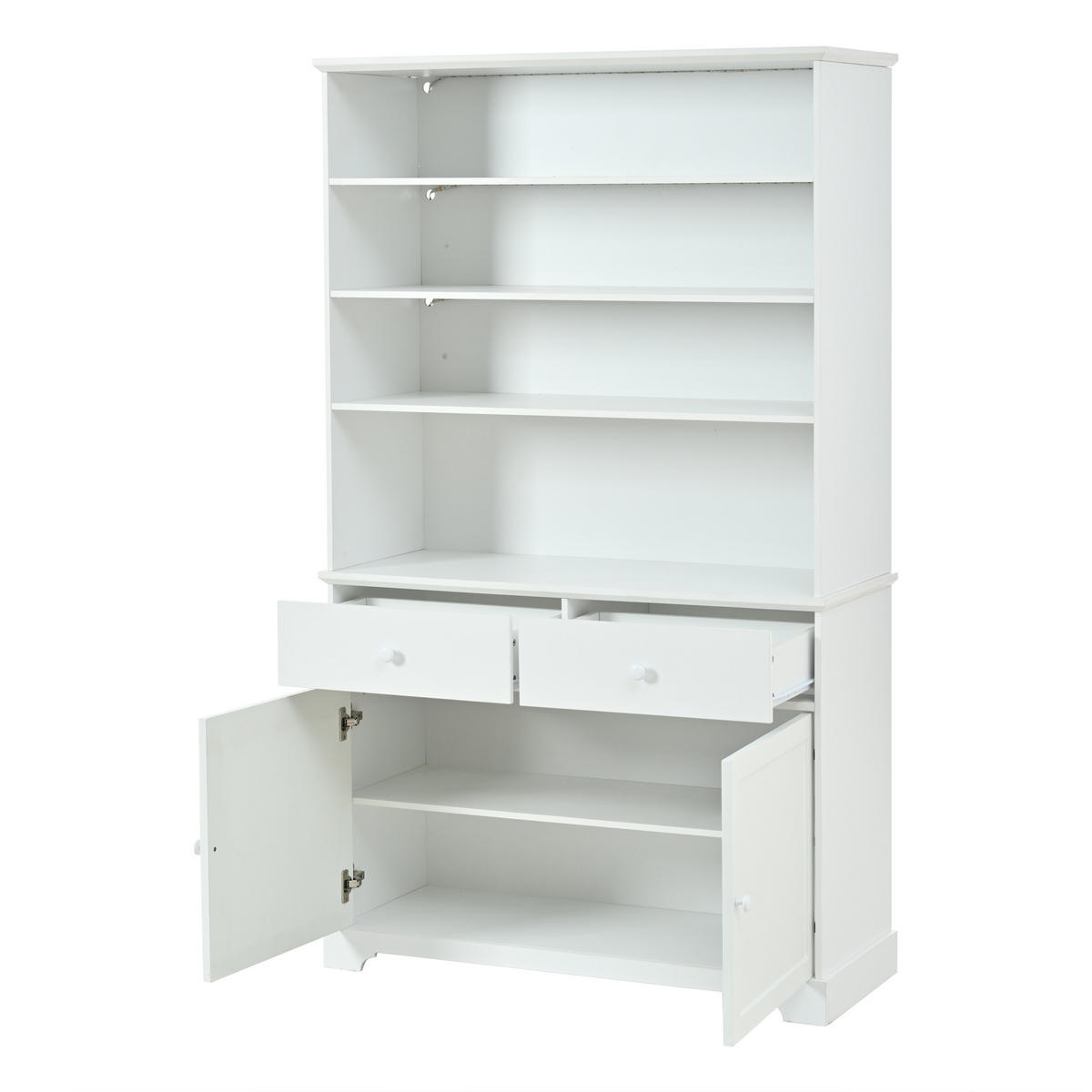 VITRINE LED Glasvitrine 170cm 2 Türen 2 Schubladen Weiß - Weiß, Holzwerkstoff (100/170/38cm) - FLIEKS