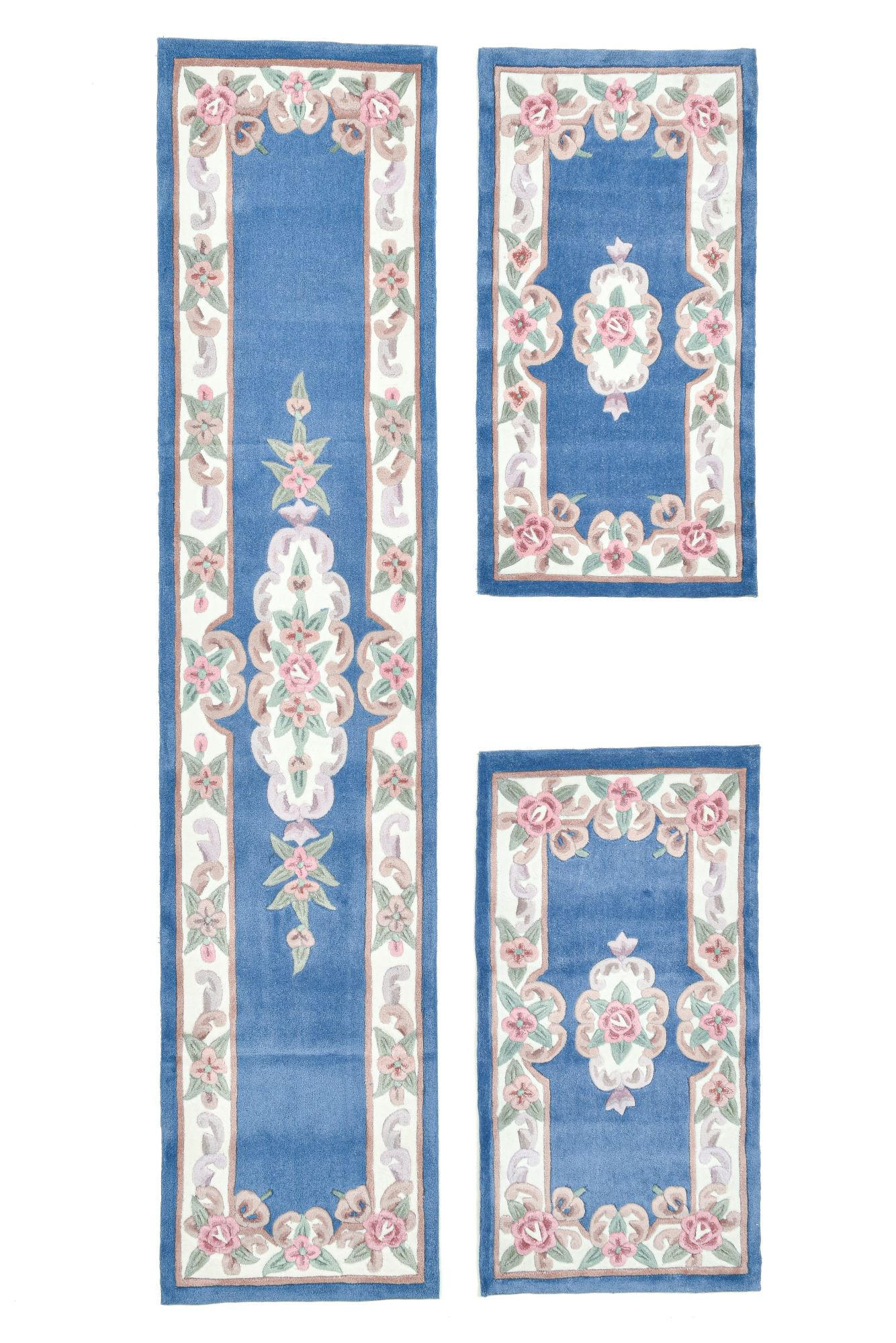 HANDTUFTTEPPICH Ming Bettumrandung 70x600 cm - Blau, Textil (70/600cm) - THEKO