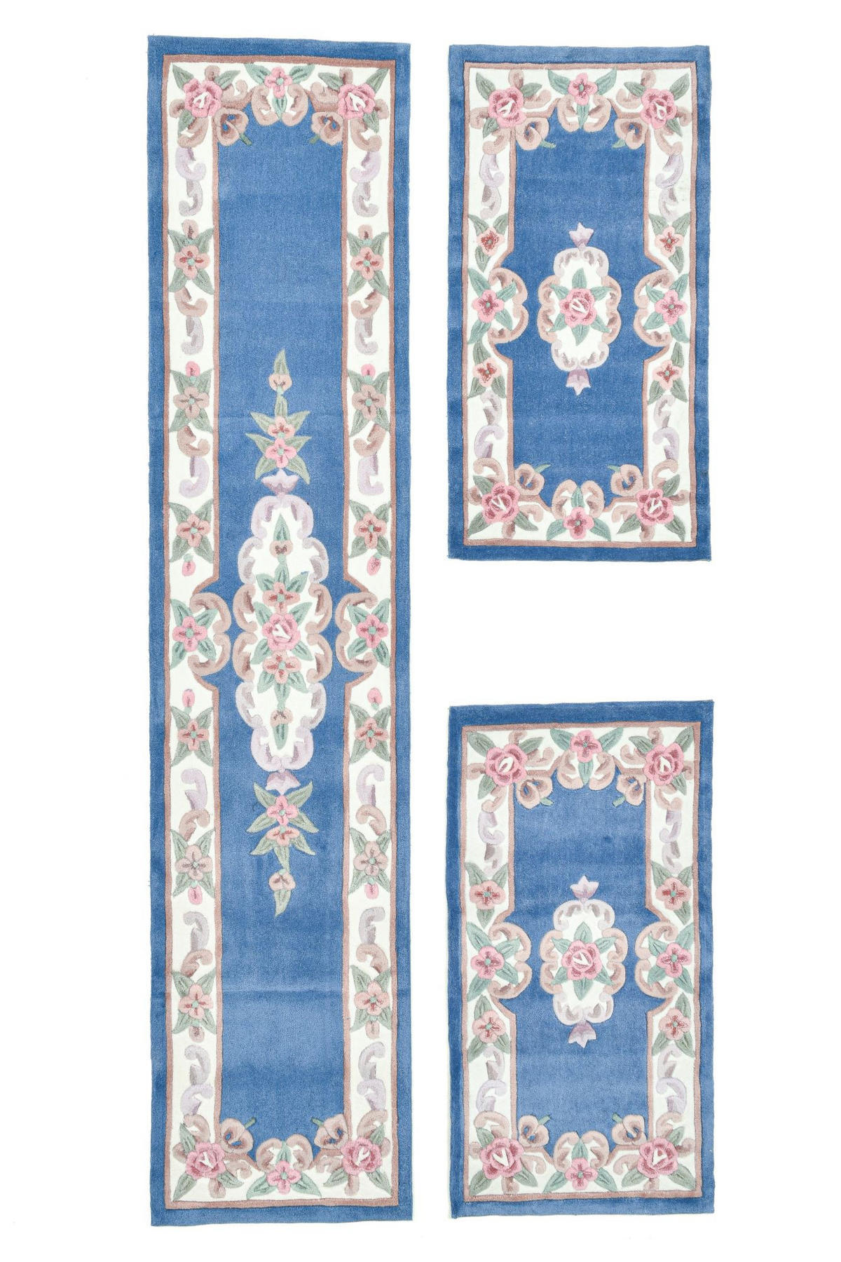 HANDTUFTTEPPICH Ming Bettumrandung 70x600 cm - Blau, Textil (70/600cm) - THEKO