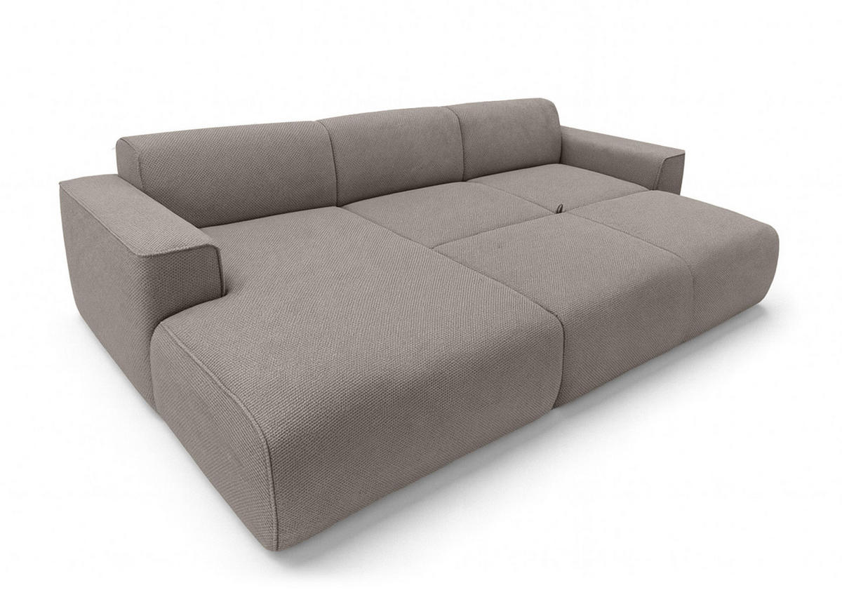 ECKSOFA L Form Ruyam Hellbraun 310/165/78 cm – Schlaffunktion Links - Hellbraun/Schwarz, Kunststoff/Textil (170/310cm) - AX Living