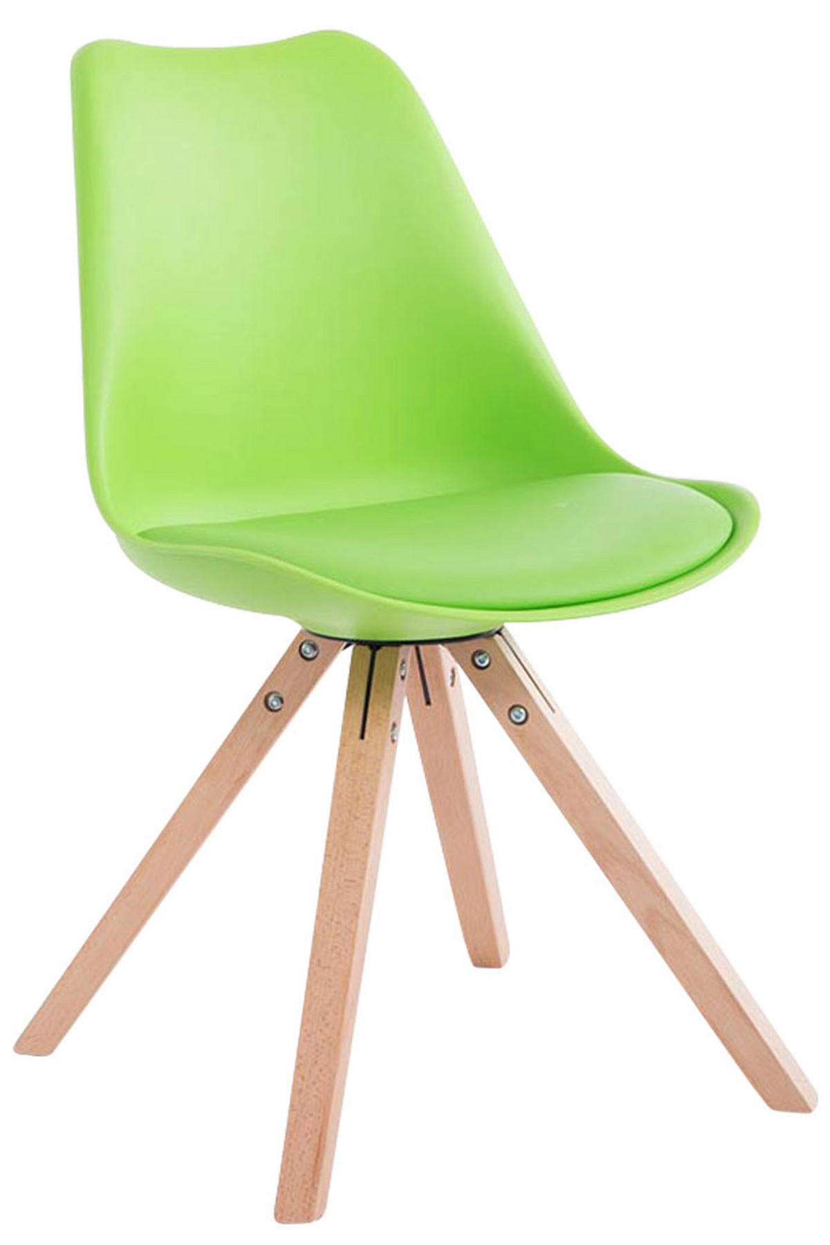STUHL Lederlook grün - Eukalyptusholzfarben/Grün, Holz/Textil (47.5/83/55.5cm) - CLP