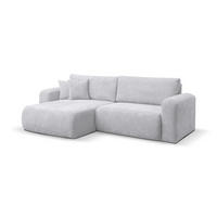ECKSOFA Roma, Eckcouch in L-Form mit Schlaffunktion und Bettkasten, Farbe: Hellgrau, Cordstoff, Ottomane Universal - Hellgrau, Textil (244/142cm) - VENASI MÖBEL