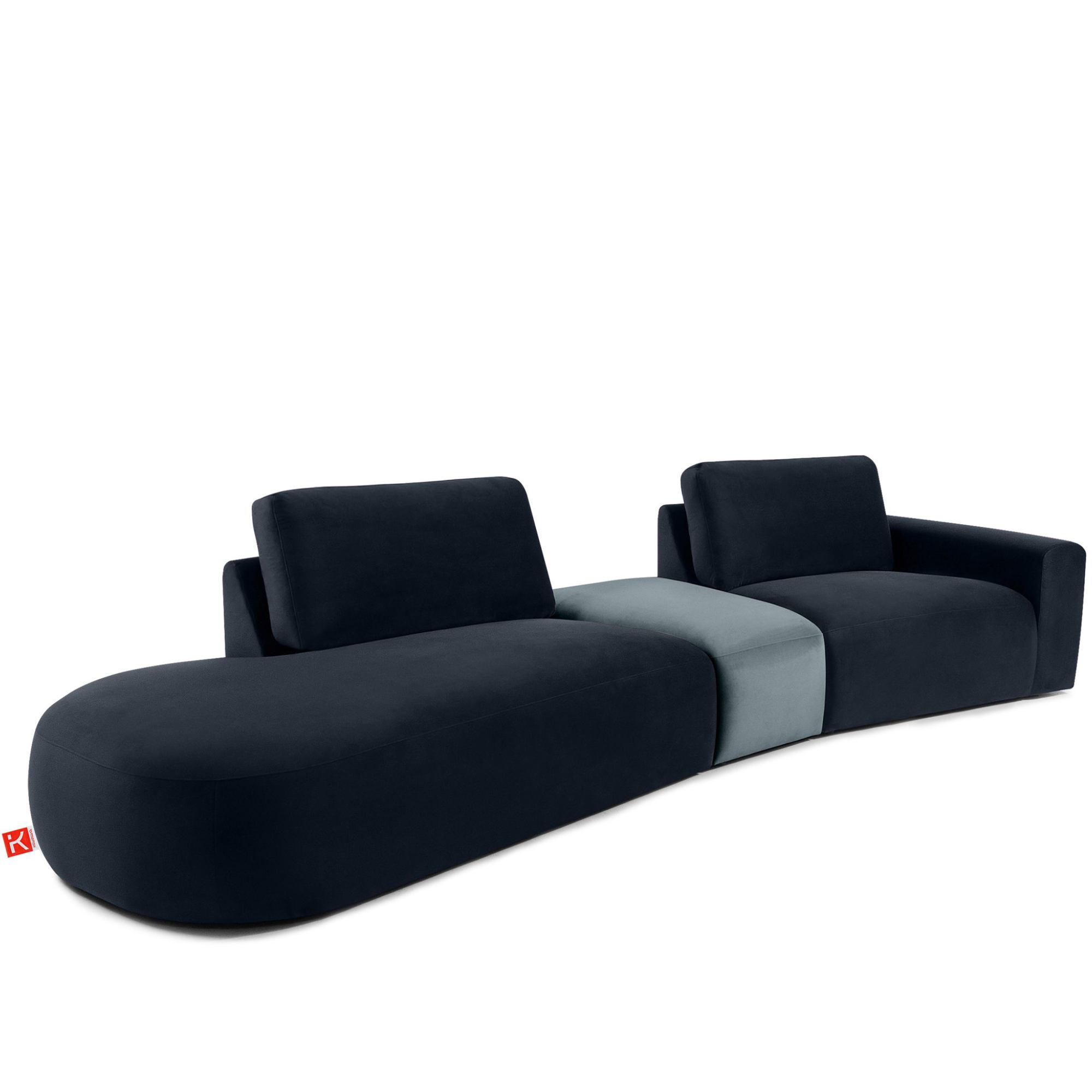 4-SITZER ECKSOFA ZUCCO Velour links, Marineblau - Blau, Textil (350/84/105cm) - KONSIMO®