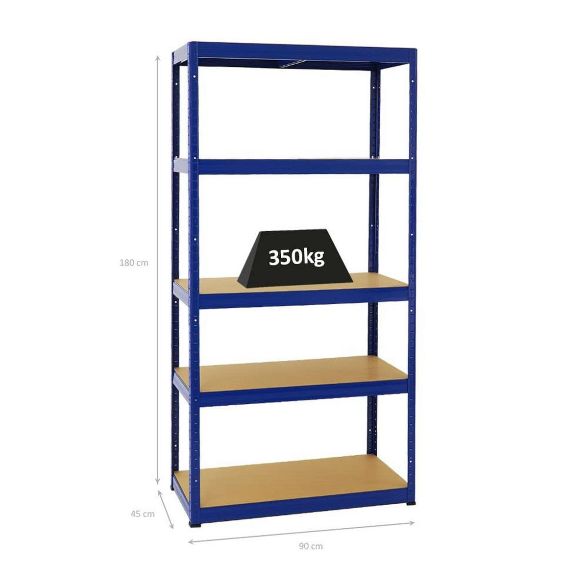 SCHWERLASTREGAL Slim Elephant S 180x90x45 cm 5 Ebenen Fachlast 350 kg Blau - Blau, Metall (90/180/45cm) - PROREGAL