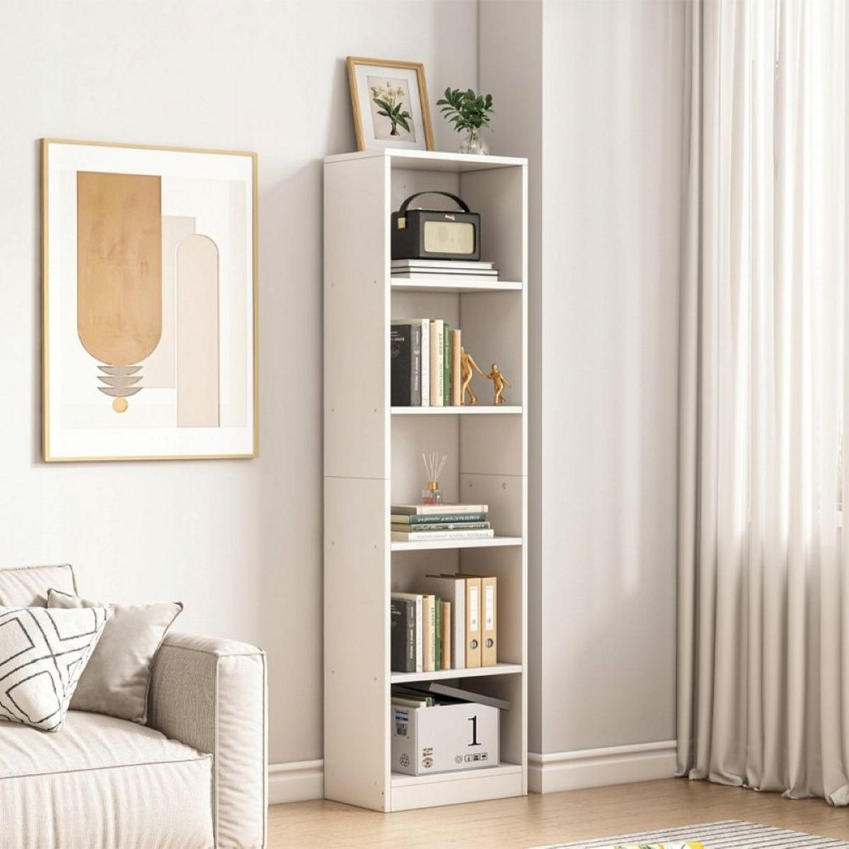 BÜCHERREGAL. weiß 50/183/30 cm - Weiß, Holzwerkstoff (50/183/30cm)