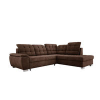 ECKSOFA LOTTA L-förmig Bettkasten verstellbare Kopfstützen hochwertige Verarbeitung lose Rückenkissen freistehend RECHTS 258x212x106 cm Brown - Braun, Holz/Textil (258/212cm) - DomoHome