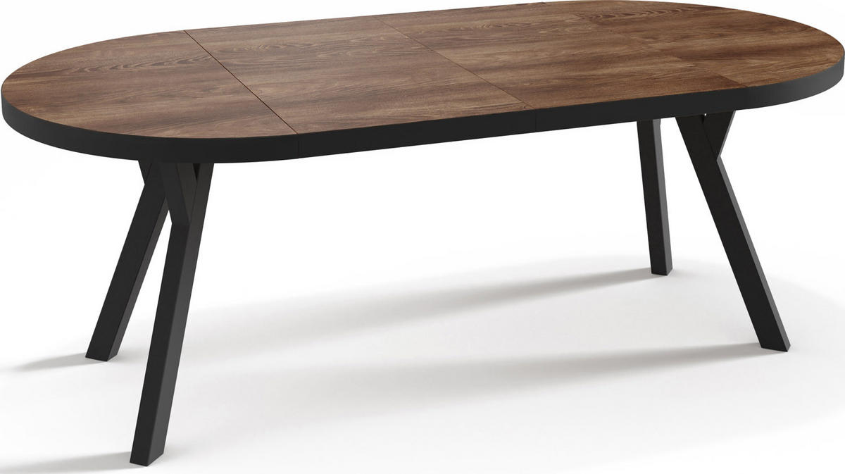 ESSTISCH Twixy runder ausziehbarer, Arvadonna Chestnut 90-170/90/76 cm - Kastanienfarben/Schwarz, Holz/Holzwerkstoff (90/90/76cm) - WFL GROUP