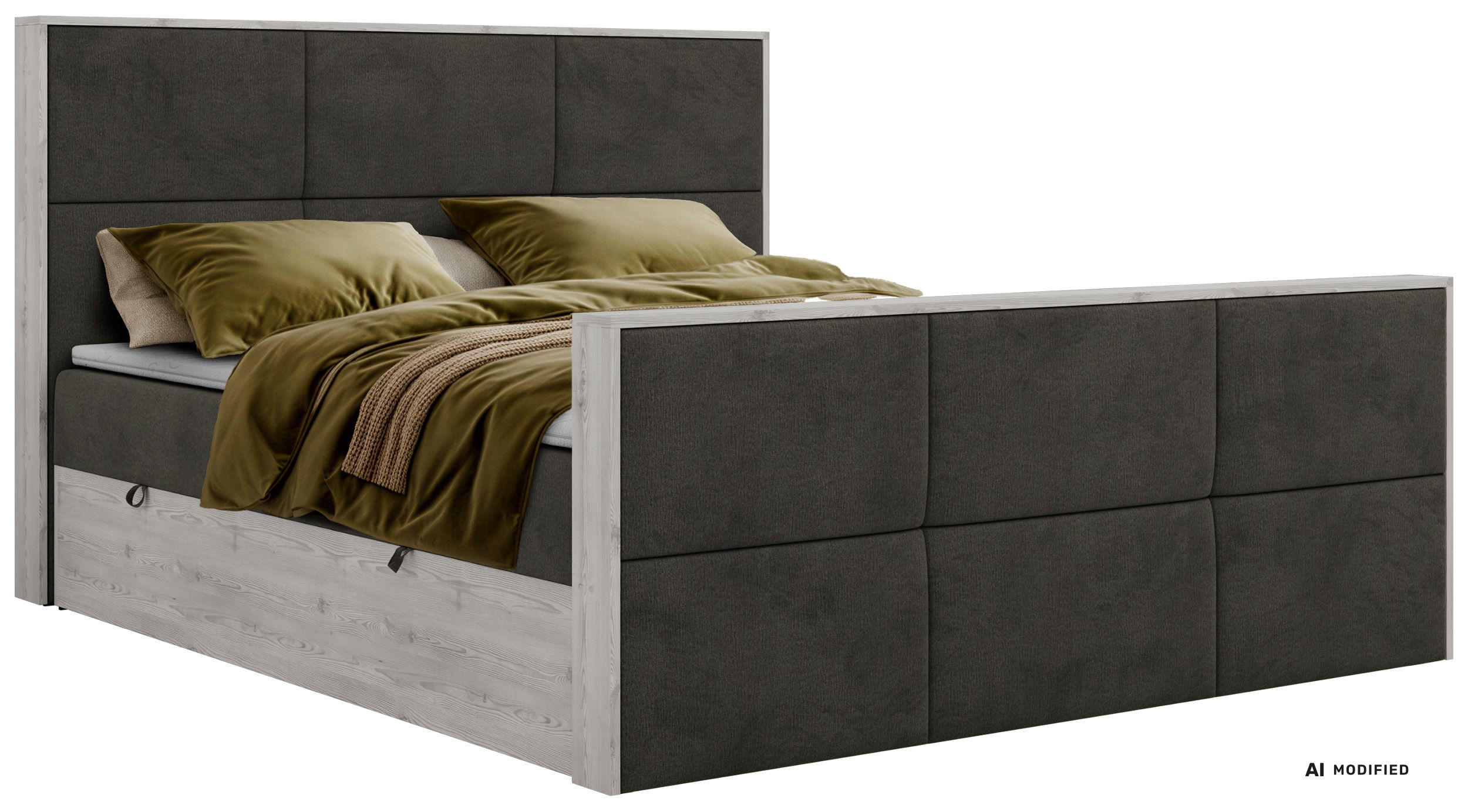 BOXBETT DELNOR DUO 140/200 - Dunkelgrau Velvet - Topper Visco - H3 - Dunkelgrau/Anthrazit, Kunststoff/Textil (140/200cm) - MKS