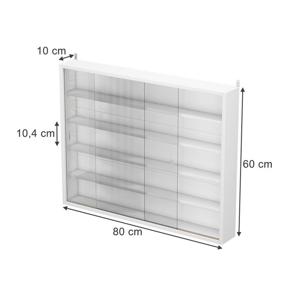 NÁSTĚNNÁ VITRÍNA Clario Bílá - bílá, kompozitní dřevo (80/60/10cm) - Vicco