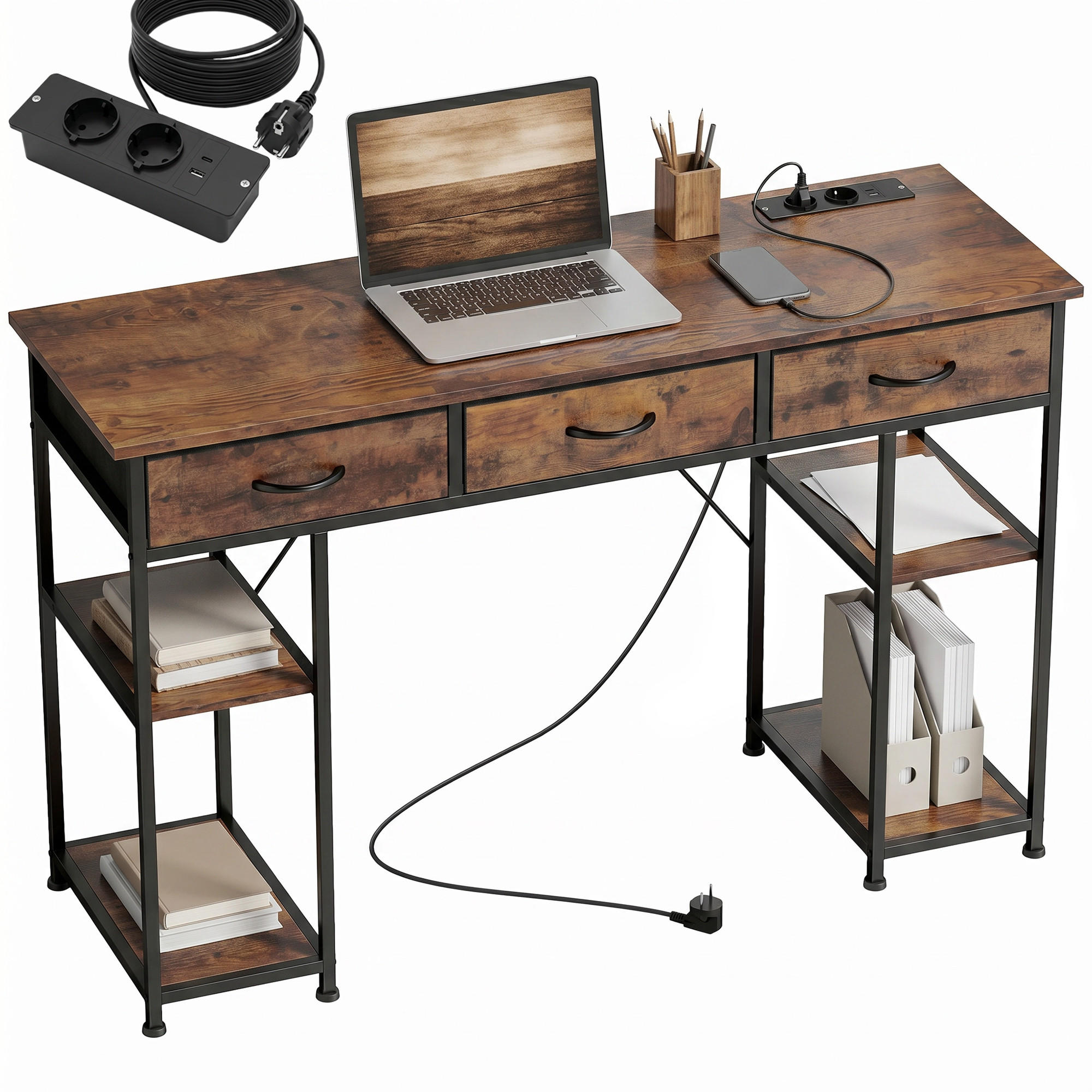 BÜROTISCH Rustikales Braun 1 Stück - Braun, Holzwerkstoff (40/120/76cm) - GiPP