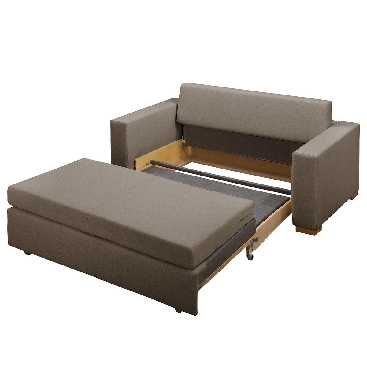 SCHLAFSOFA - Taupe/Hellbraun, Textil (153/90/90cm) - home24