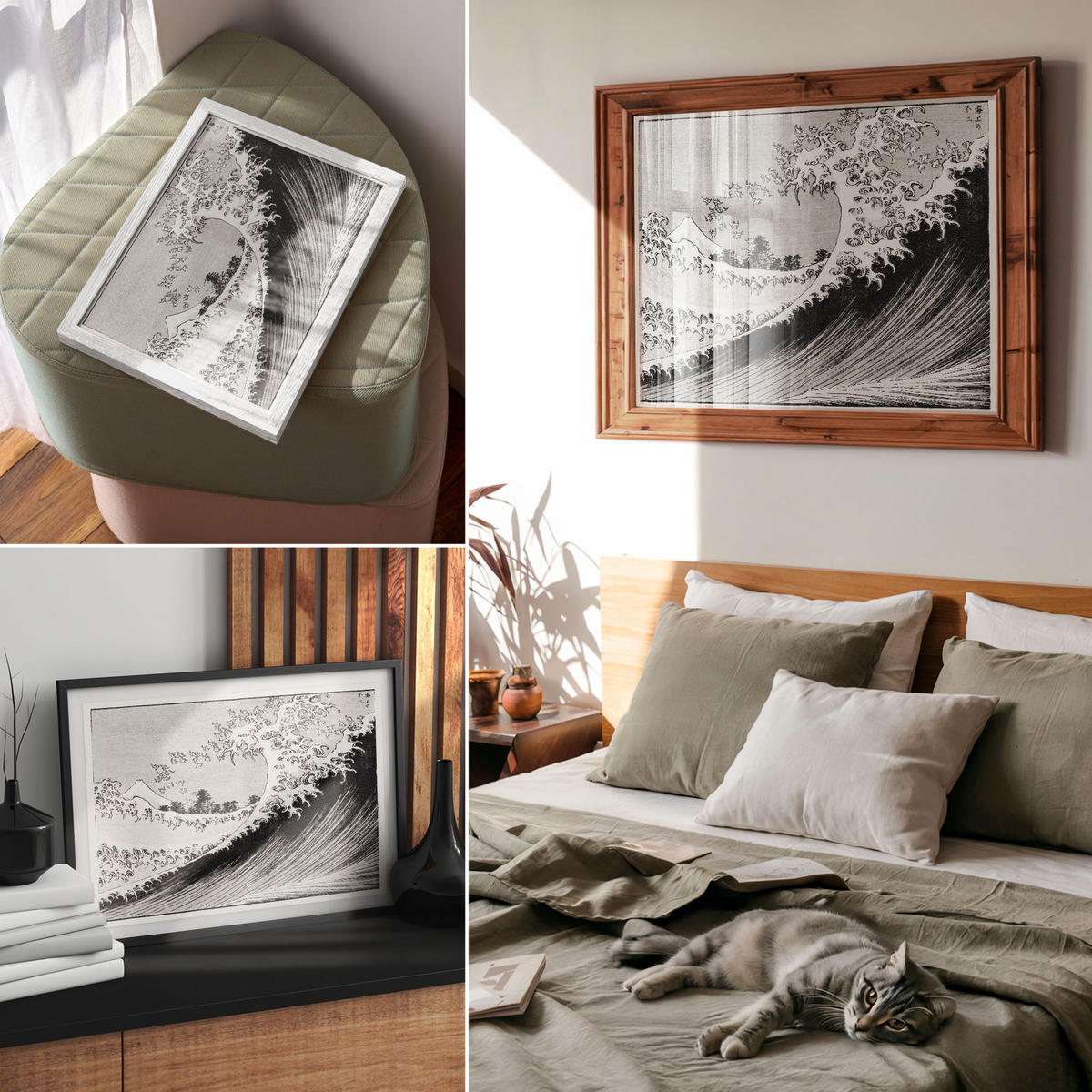 POSTER - 42x29 cm (A3) - Hokusai - Hundert Ansichten des Fuji - Schwarz, Textil (42/29.7/0.1cm) - TULUP