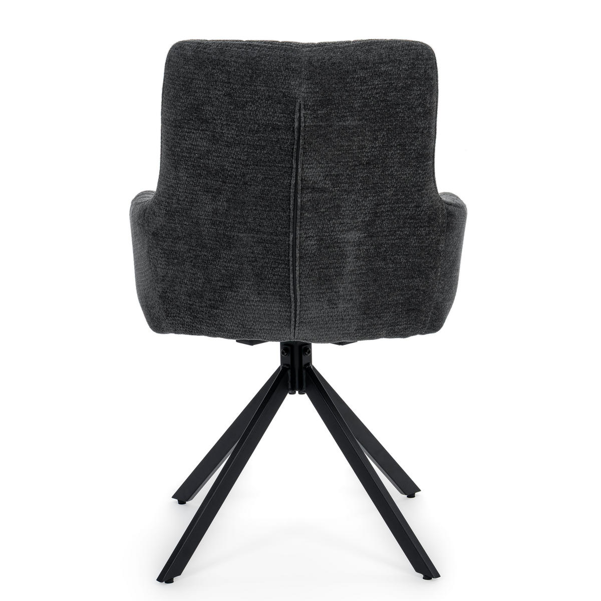 STUHL LUINO drehbar gepolsterter mit Steppung - graphit - Chenille - Dunkelgrau/Schwarz, Textil/Metall (58/87/60cm) - NEW HOME