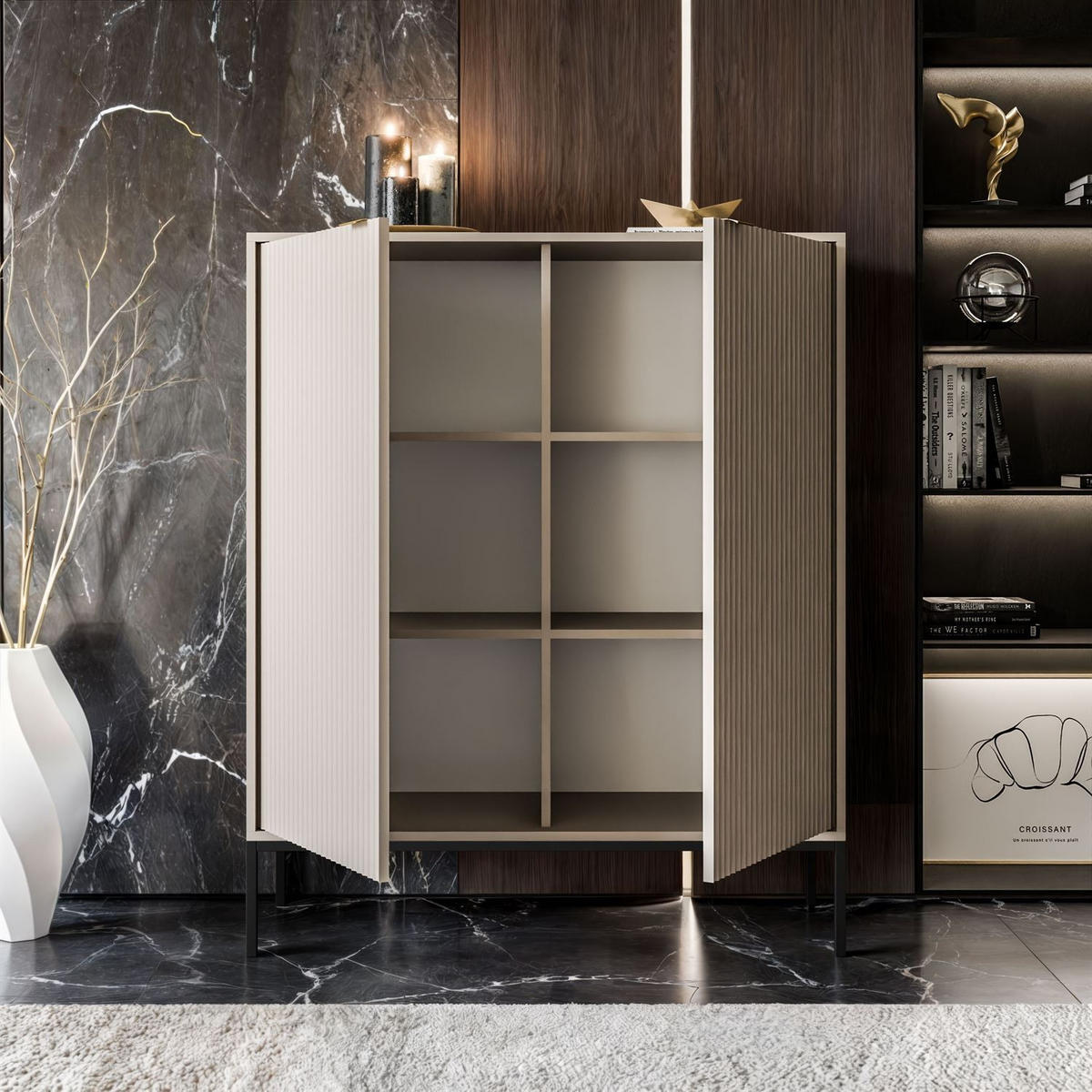 HIGHBOARD CORTADO K104 ZWEIFLUEGELIG KASCHMIR - Beige, Holzwerkstoff (104/125/39cm) - Lookway