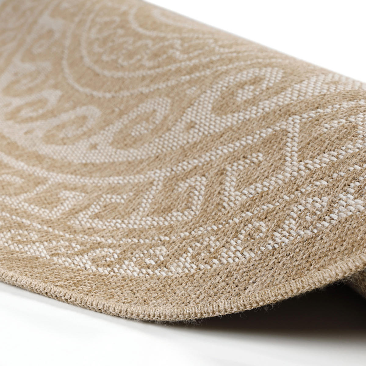 TEPPICH Outdoor Flachgewebe Vintage Polypropylen Balkon Beige Rund 80x80 - Beige, Textil (80/80cm) - KADIMA DESIGN