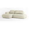 ECKSOFA NUVIRA L-S Creme Geflochtener Stoff mit Schlaffunktion - Creme, Holz (274/165cm) - MASSENO