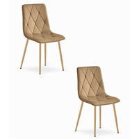 ESSZIMMERSTUHL 2-er Set TYRA brauner Sitz, Beine in Holzfarbe - Eichefarben/Braun, Textil (44.5/87/54.5cm) - Valora