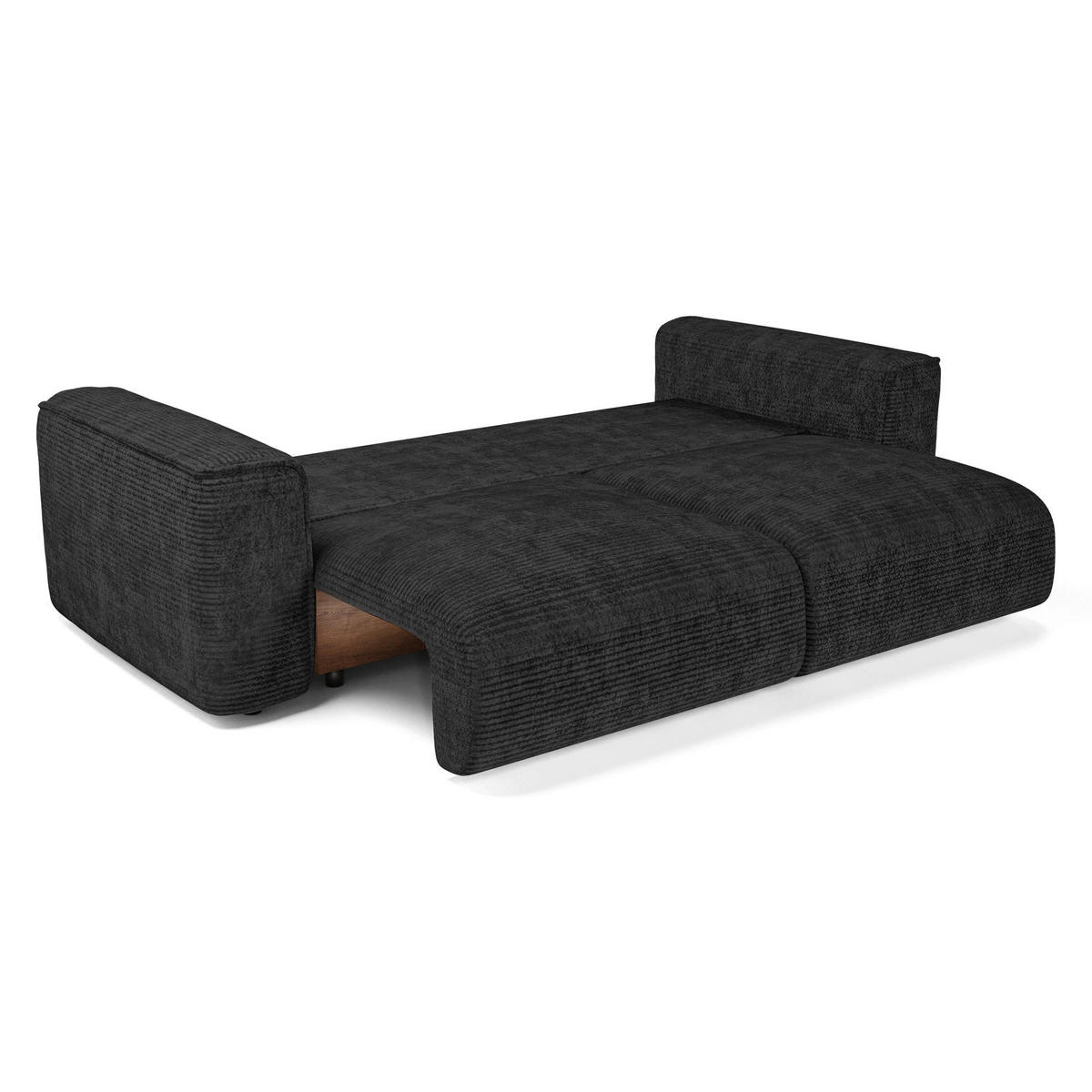 SCHLAFSOFA mit Stauraum COMO Cord Schwarz 254cm - Schwarz, Textil (254/78/95cm) - Premium Interiors