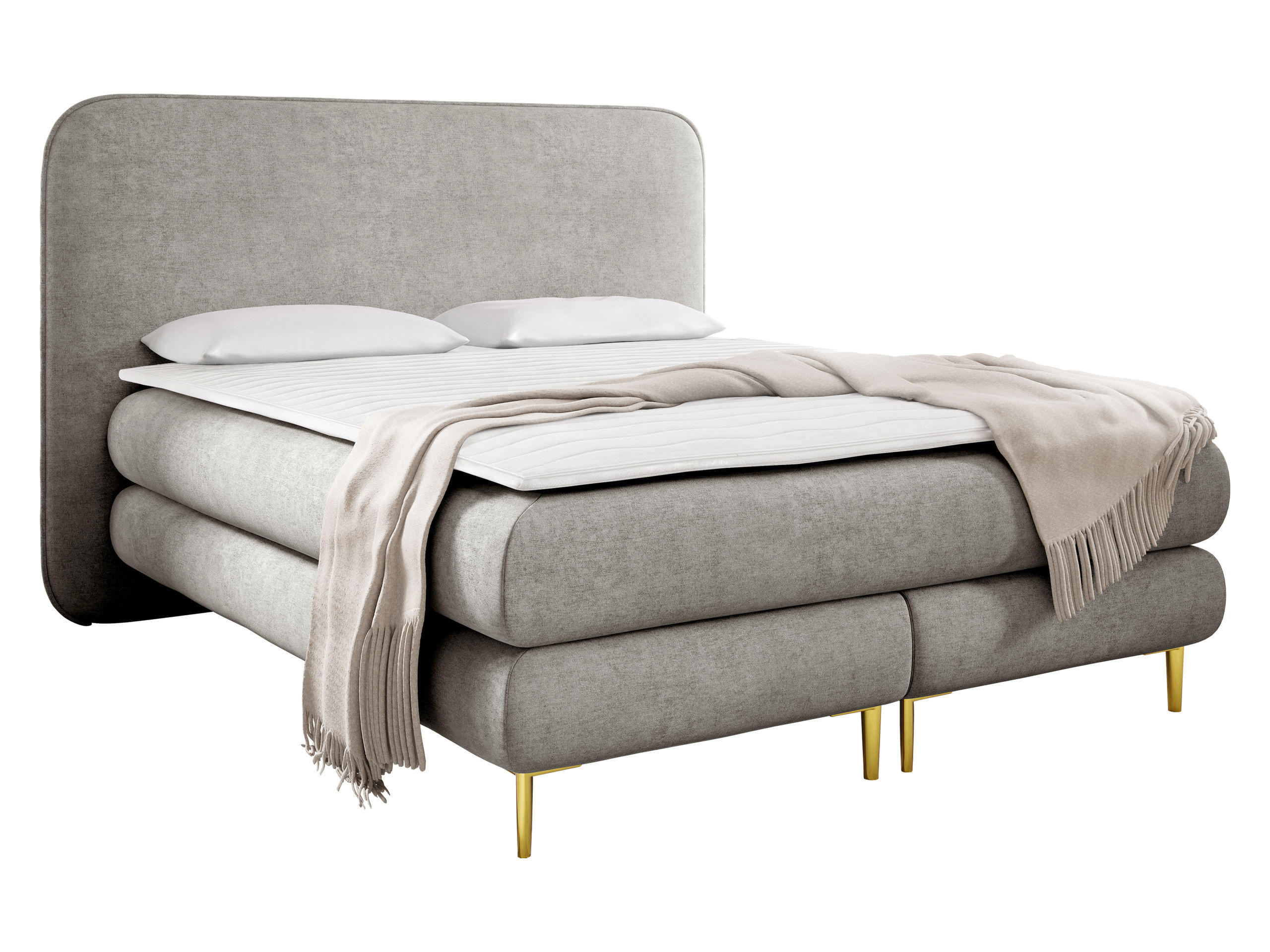 BOXBETT Amaretto - H3 - Goldfarben/Grau, Holz/Textil (140/200cm) - MIRJAN24