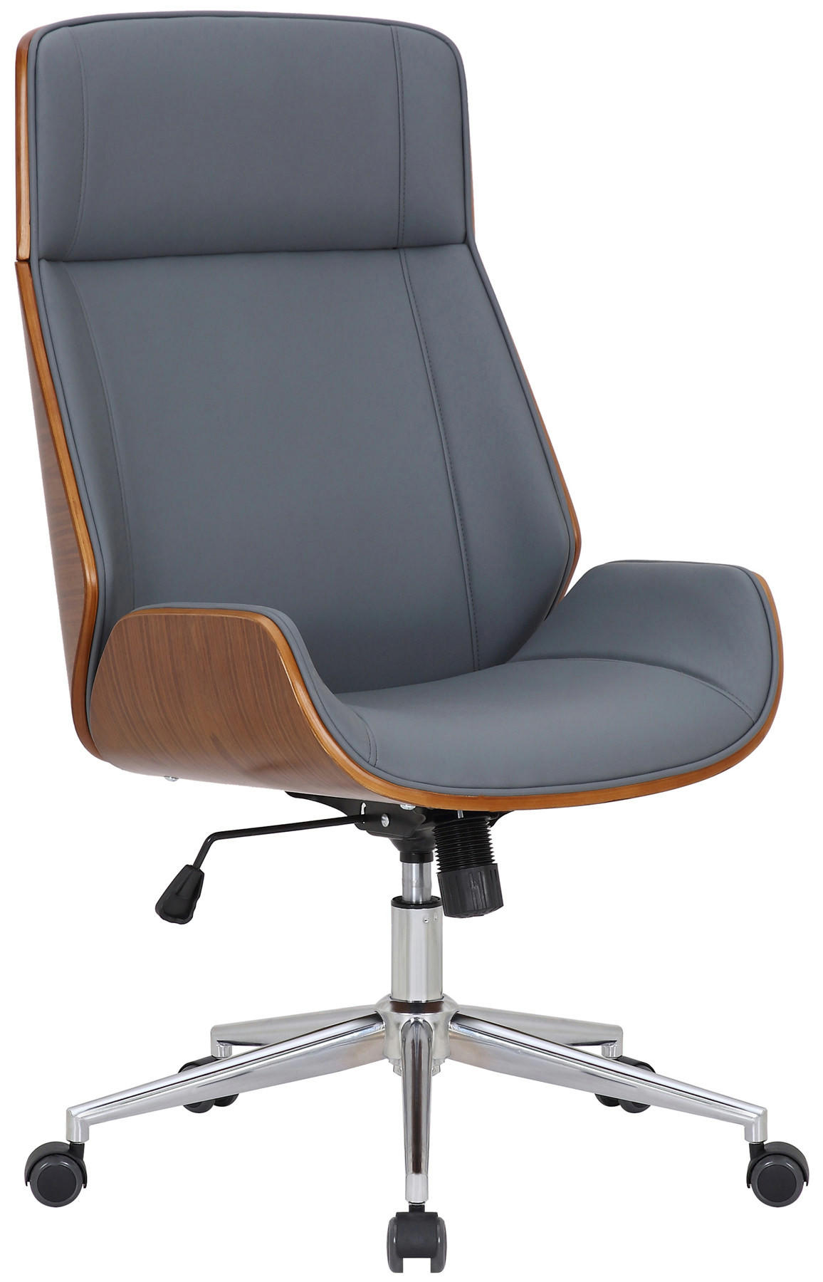 DREHSTUHL Lederlook Walnuss/Grau - Chromfarben/Walnussfarben, Textil/Metall (58/110/66cm) - CLP