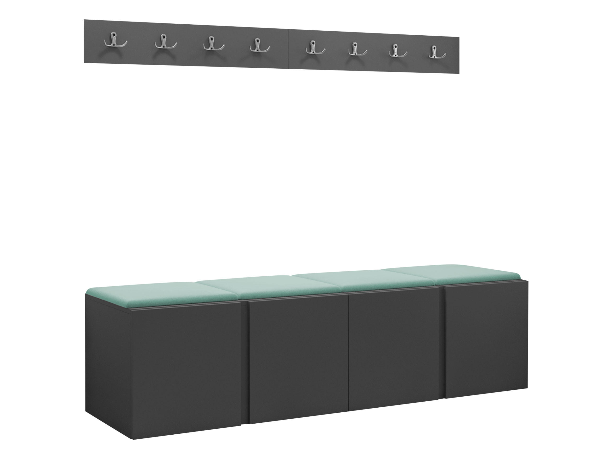 GARDEROBEN-SET Orion VII - Graphitfarben/Mintgrün, Holzwerkstoff/Kunststoff (168/42/46cm) - MIRJAN24