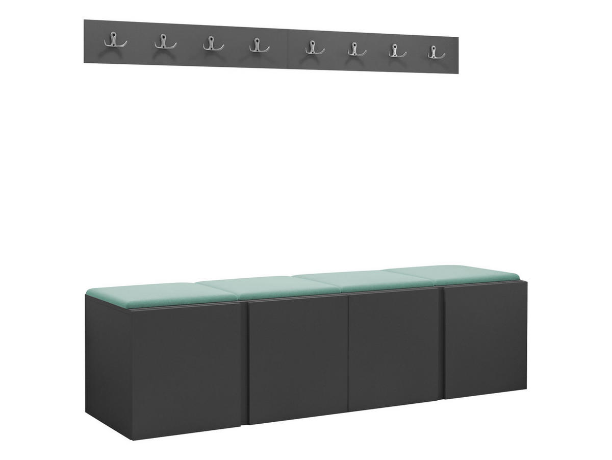 GARDEROBEN-SET Orion VII - Graphitfarben/Mintgrün, Holzwerkstoff/Kunststoff (168/42/46cm) - MIRJAN24
