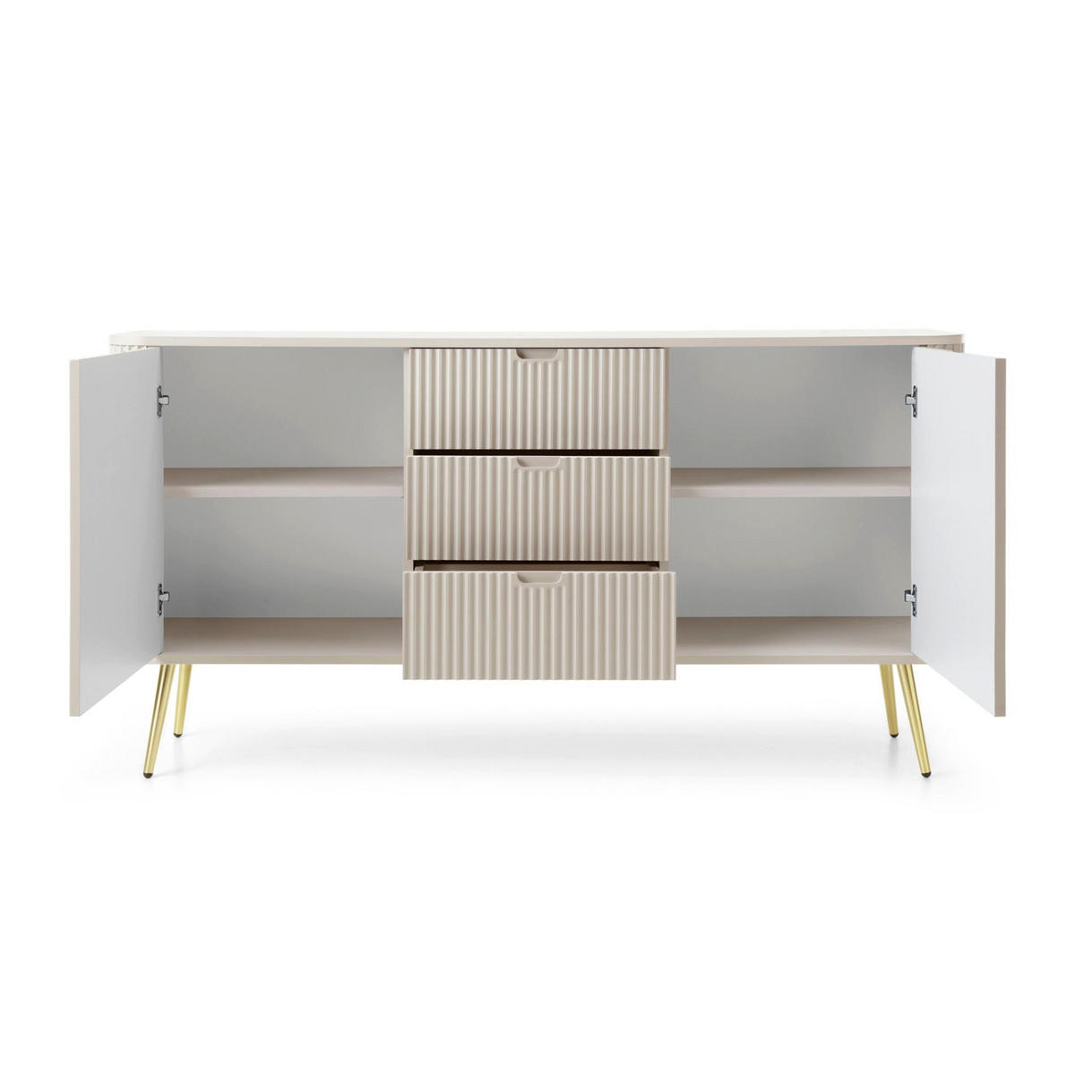 SIDEBOARD Zova Greige mit goldenen Beinen 168 cm - Taupe/Goldfarben, Holzwerkstoff/Metall (168/87/39cm) - Selsey