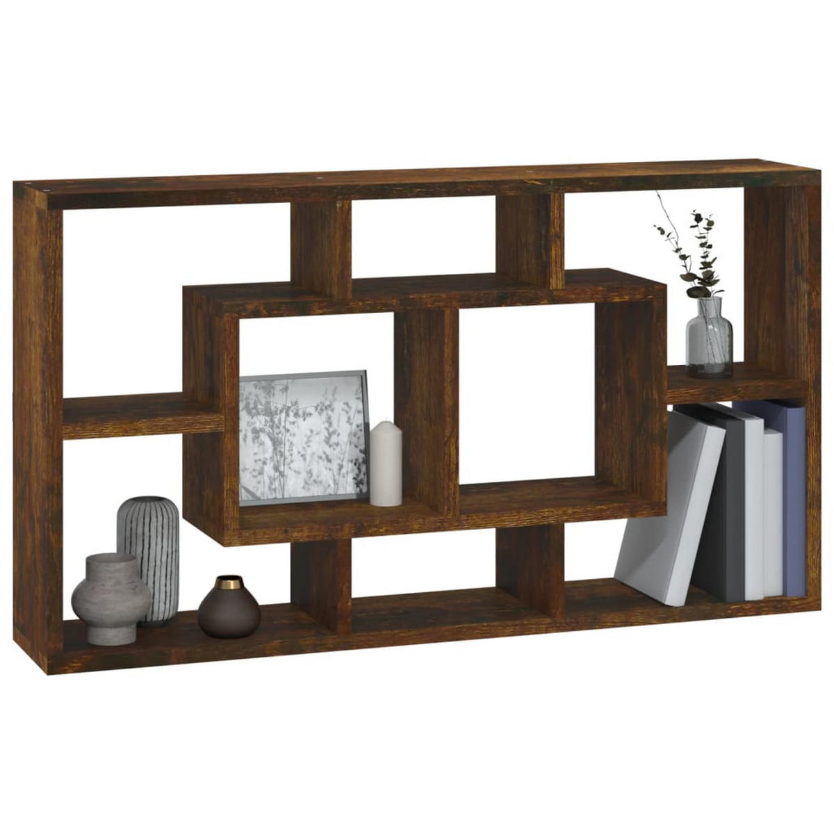 WANDREGAL mit 8 Fächern Räuchereiche - Braun, Holzwerkstoff (85/47.5/16cm) - furnicato