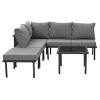 LOUNGEGARNITUR 6-teiliges Set Garten-Lounge-Set MIT VERSTELLBAREN FÜßEN Seiloptik Grau für Terrasse und Balkon - Grau, Metall - Rolipo