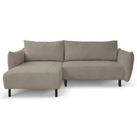 ECKSOFA UNO Braun Plüsch-Stoff mit Schlaffunktion - Braun, Holz (257/171cm) - MASSENO