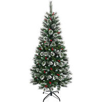 WEIHNACHTSBAUM mit roten Beeren 180cm Grün - Grün, Metall (180cm) - COSTWAY